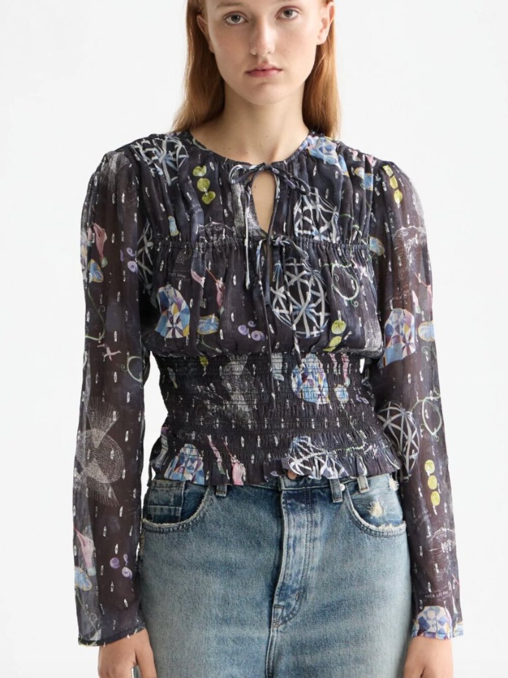 Scotch & Soda Smocked Waist Top sz 36